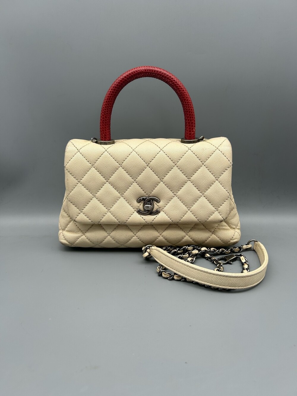 Chanel Coco Handle Small White Leather #311448C35B